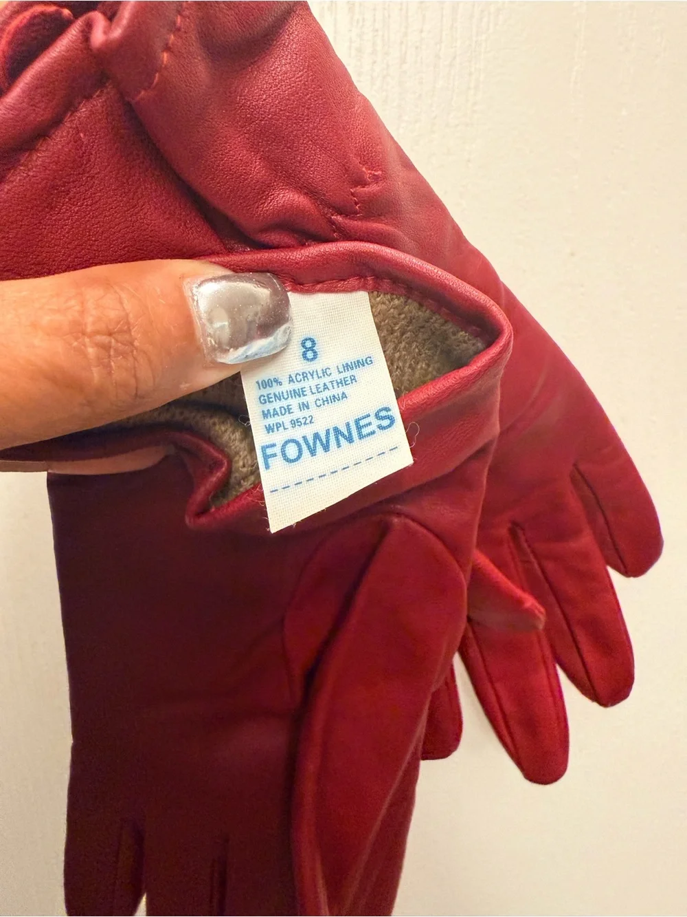 Fownes Genuine Leather Gloves – Burgundy | Women’s Size 8